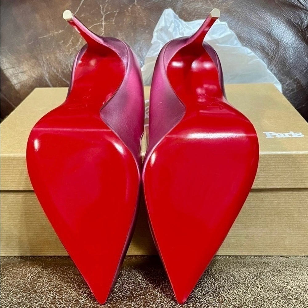 Christian Louboutin HotChick EU37.5 rose gold kid iridescent leather. 100mm - Picture 9 of 10